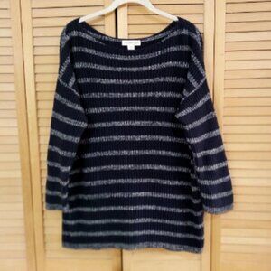 Coldwater Creek Navy & White Striped Boatneck Sweater L